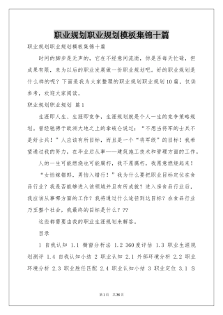 职业规划职业规划模板集锦十篇