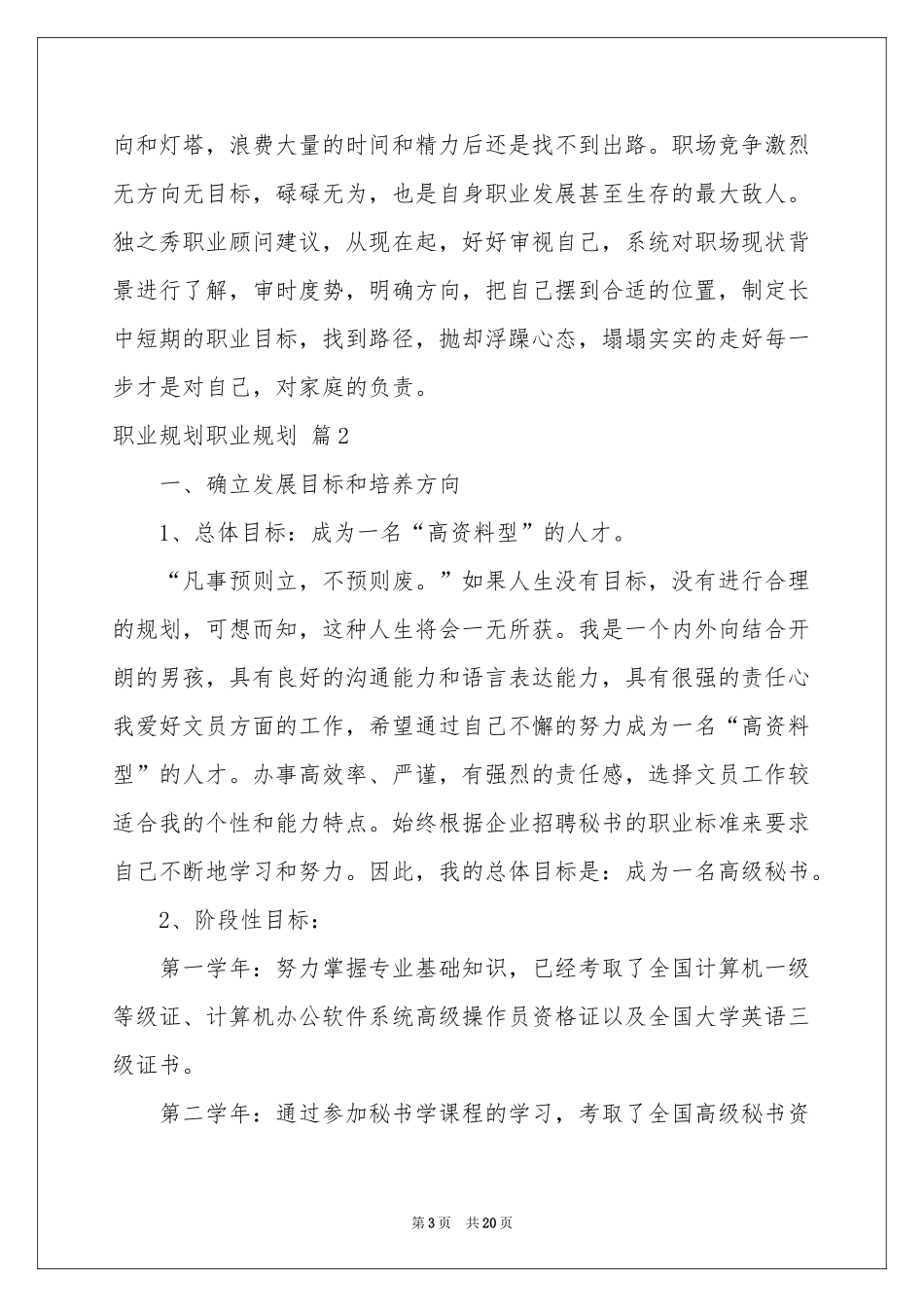 职业规划职业规划模板集锦九篇_第3页