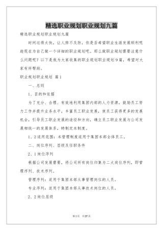 职业规划职业规划九篇