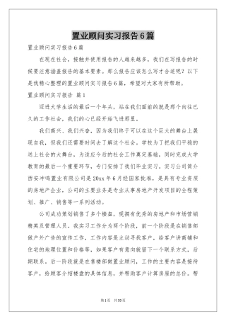 置业顾问实习报告6篇