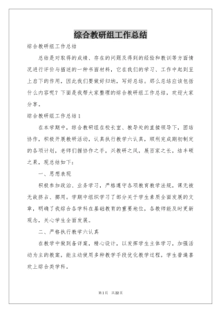 综合教研组工作参考总结