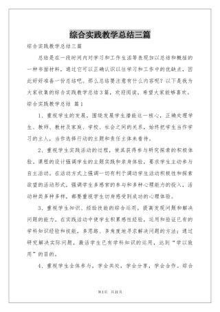 综合实践教学参考总结三篇