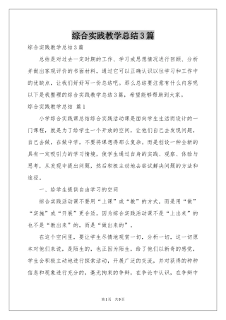 综合实践教学参考总结3篇