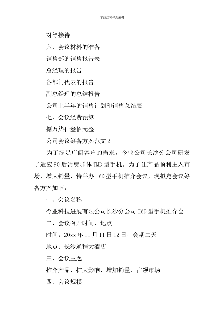 公司会议筹备方案范文_第2页