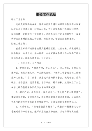 组长工作参考总结