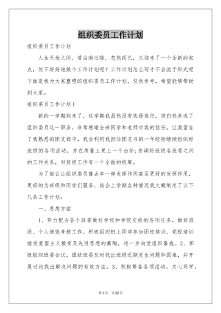 组织委员工作参考计划