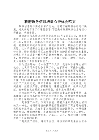 政府政务信息培训心得体会范文