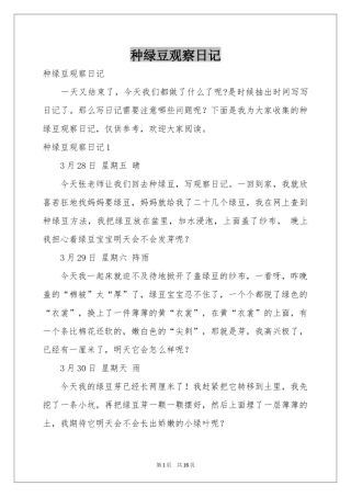 种绿豆观察日记