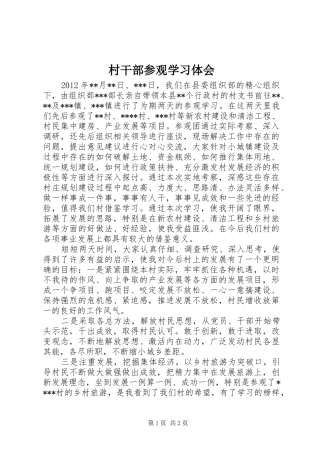 村干部参观学习体会