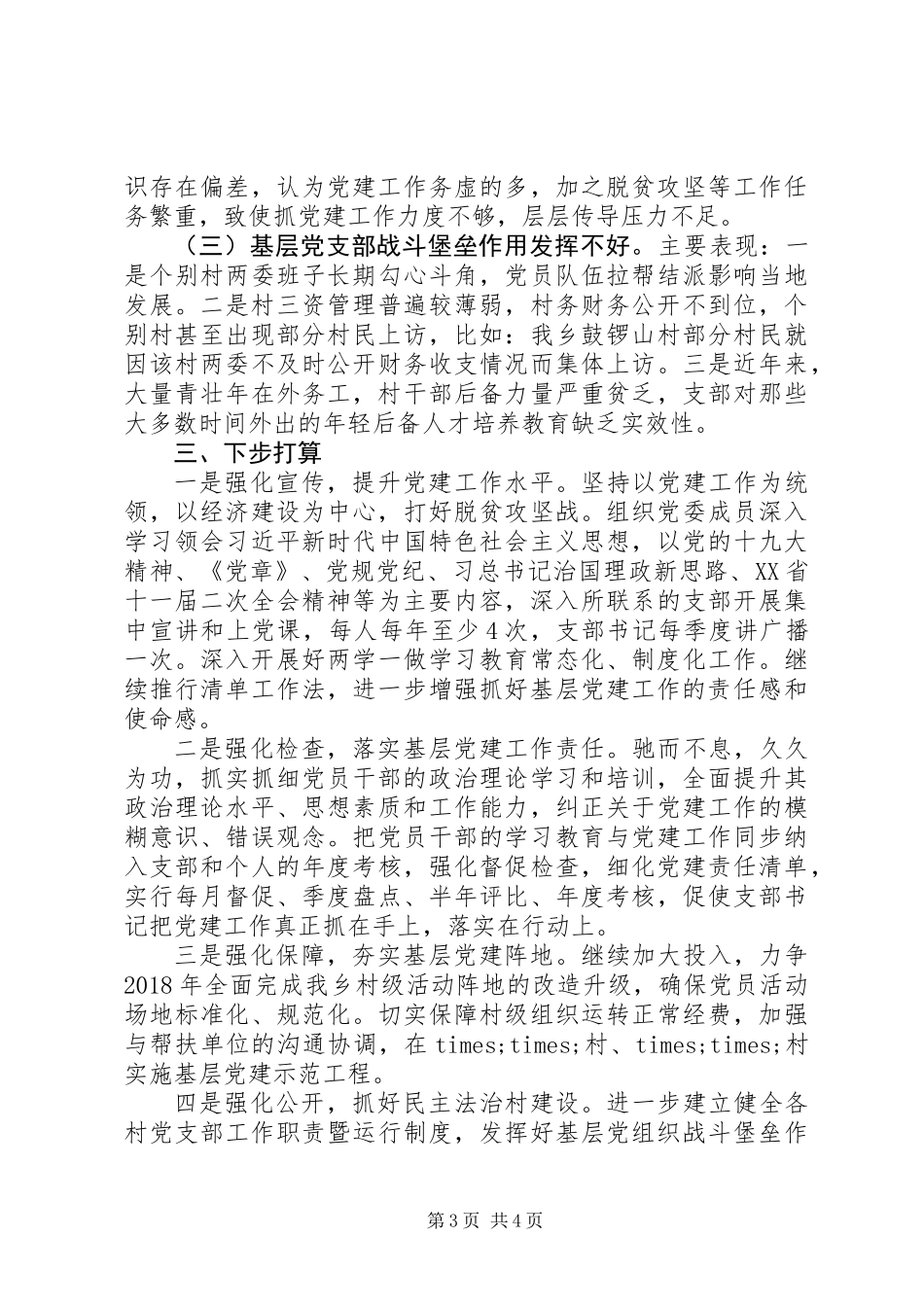 XX年基层党委书记抓党建工作述职报告_第3页