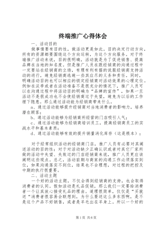 终端推广心得体会