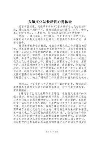 乡镇文化站长培训心得体会