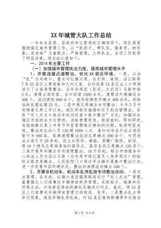 XX年城管大队工作总结