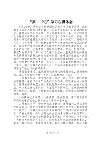 “第一书记”学习心得体会