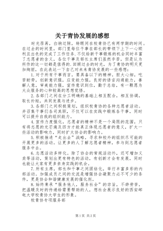 关于青协发展的感想