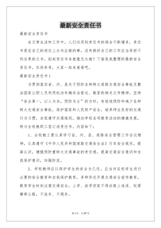 最新安全责任书