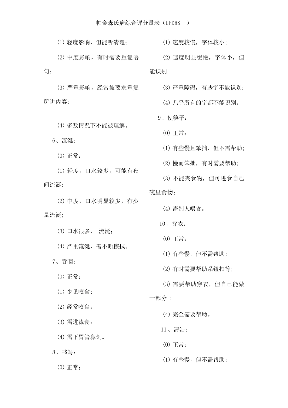 帕金森综合评分量表UPDRS _第2页