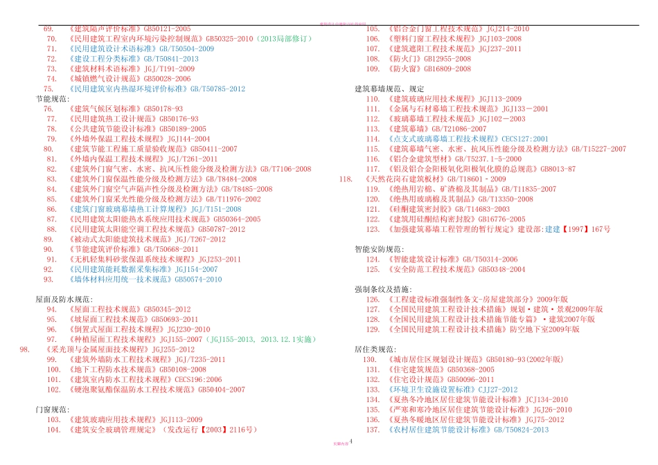 建筑设计主要引用的国家及行业规范、规程、标准 _第2页