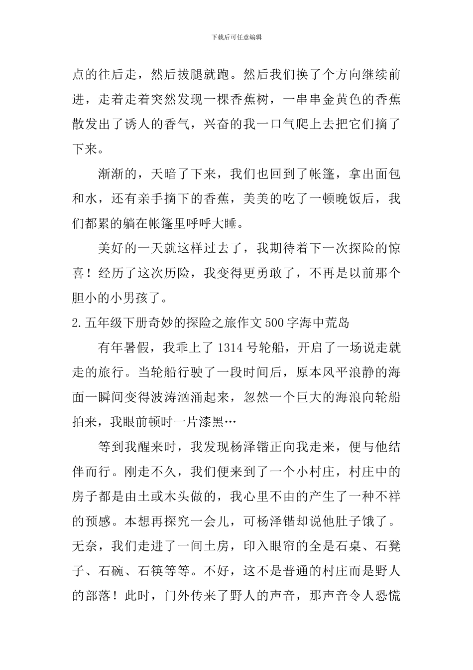 五年级下册神奇的探险之旅作文500字海中荒岛_第2页