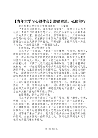【青年大学习心得体会】脚踏实地，砥砺前行