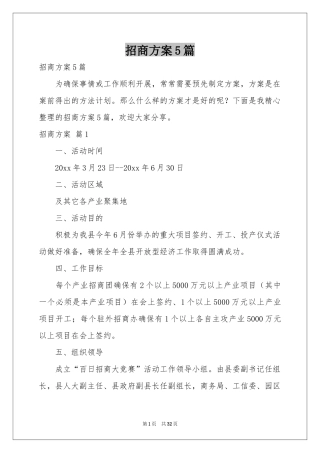 招商方案5篇