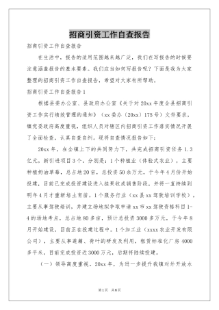 招商引资工作自查报告