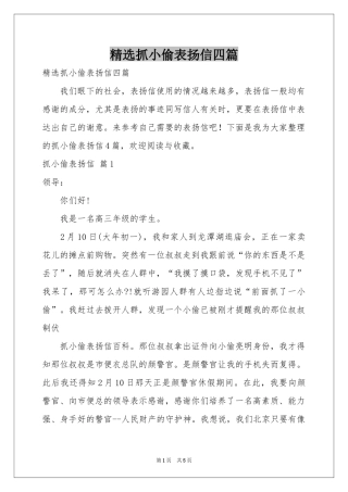 抓小偷表扬信四篇