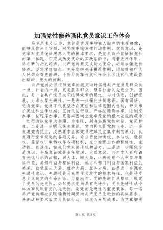 加强党性修养强化党员意识工作体会