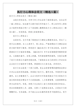 执行力体会心得范本（精选5篇）