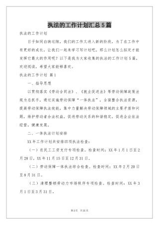 执法的工作参考计划汇总5篇