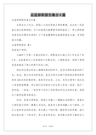 总监辞职报告集合6篇