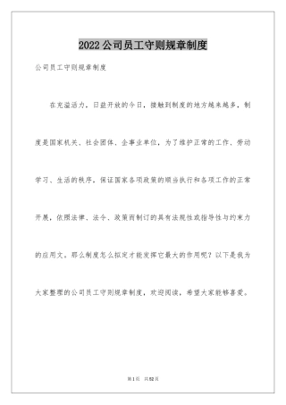 2024公司员工守则规章制度