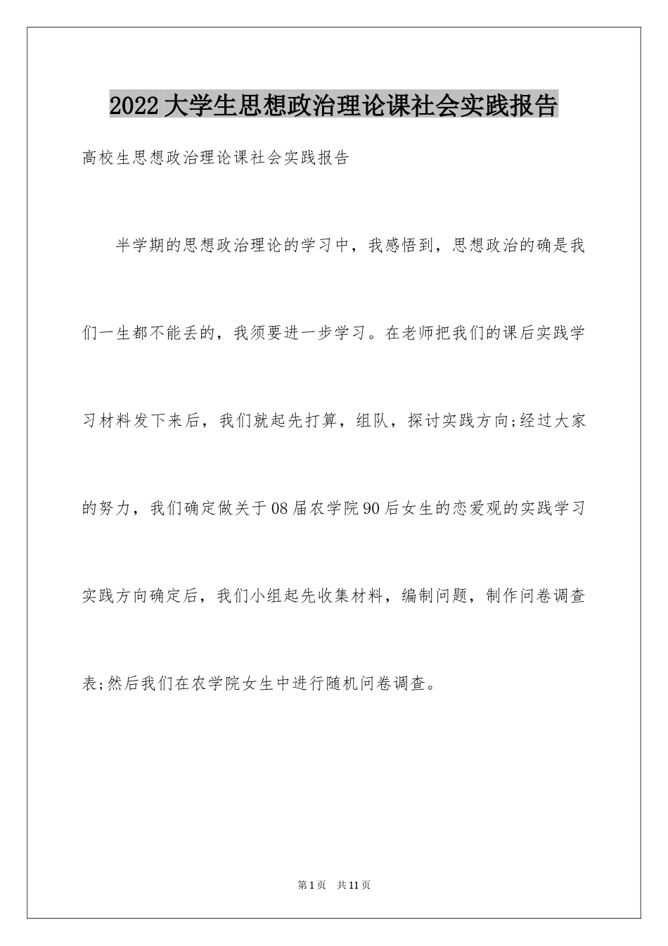 2024大学生思想政治理论课社会实践报告_3_第1页