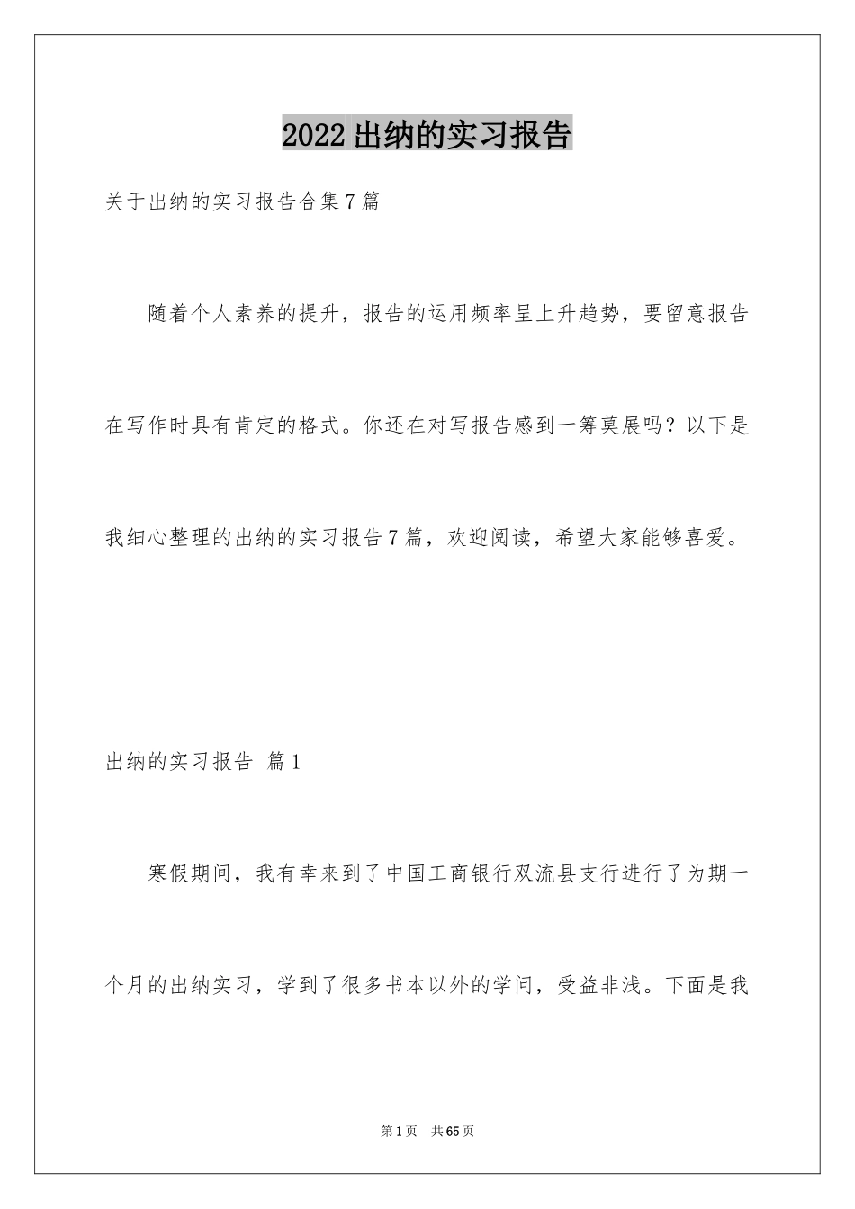 2024出纳的实习报告_76_第1页