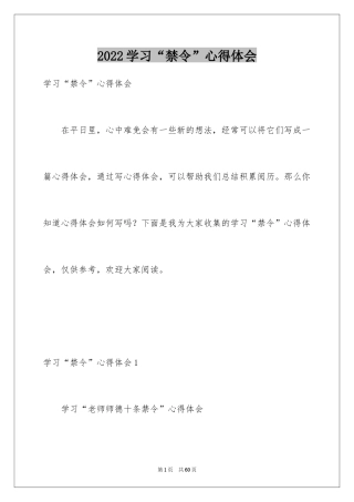 2024学习“禁令”心得体会