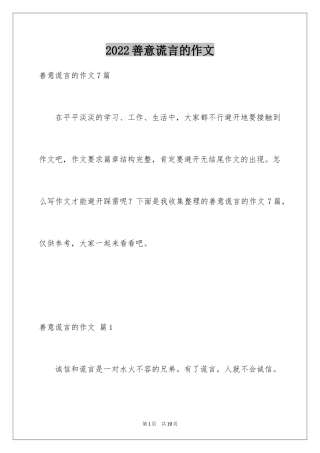 2024善意谎言的作文