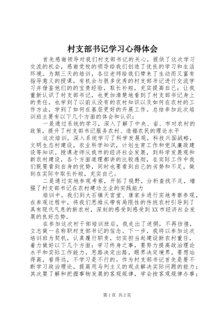 村支部书记学习心得体会