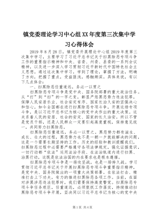 镇党委理论学习中心组XX年度第三次集中学习心得体会