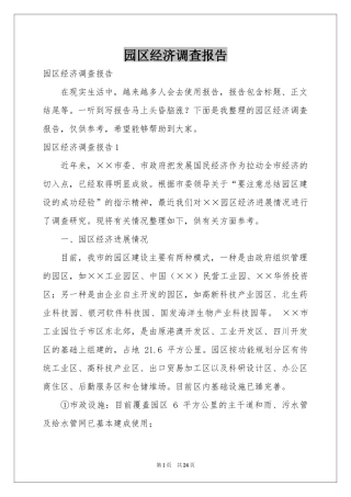 园区经济调查报告