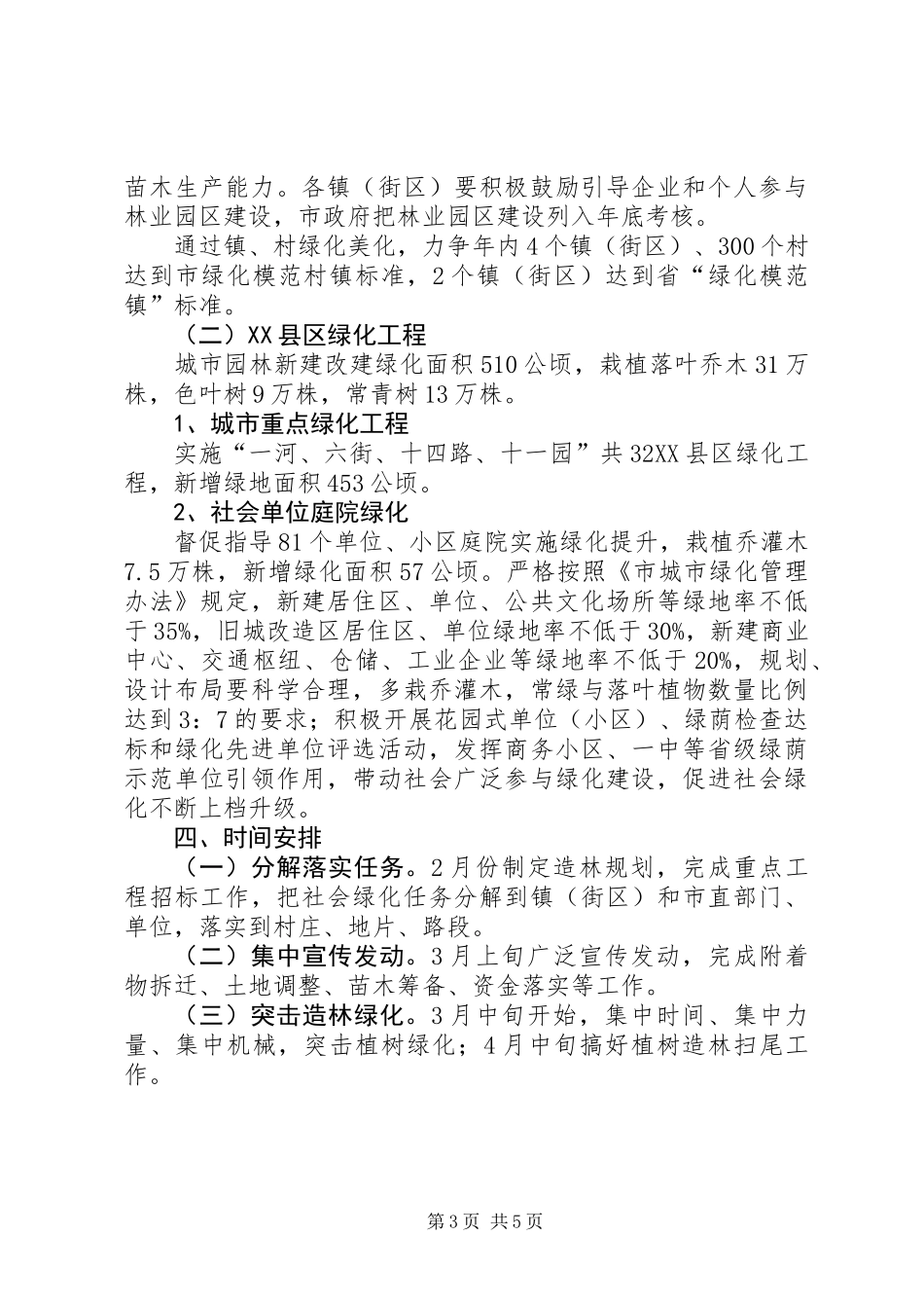 XX年国土绿化工作方案_第3页