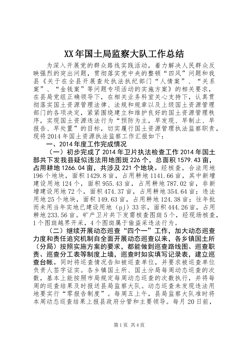 XX年国土局监察大队工作总结_第1页
