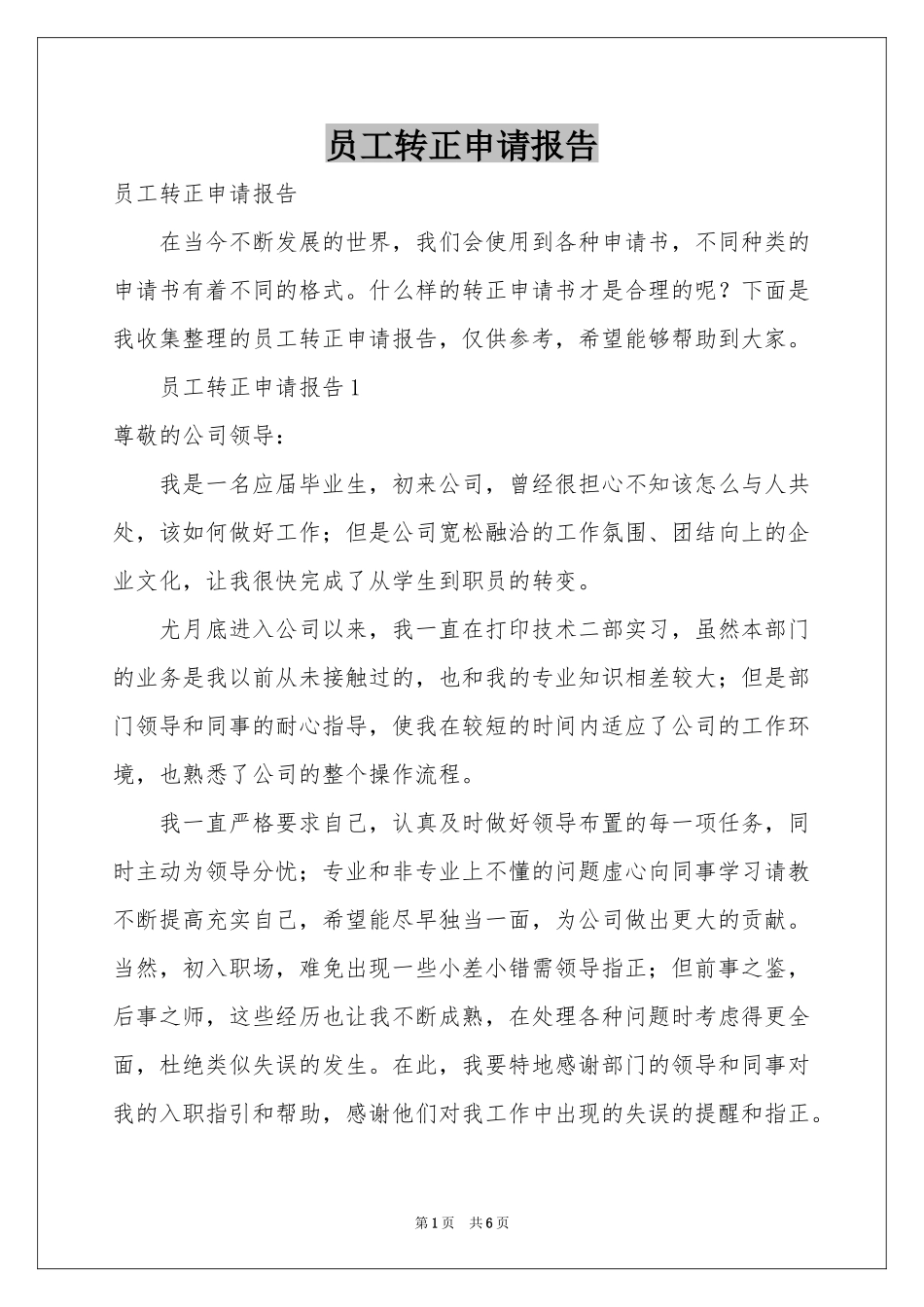 员工转正申请报告_第1页