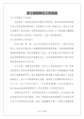 员工试用转正工作参考总结