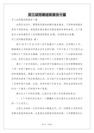员工试用期述职报告十篇