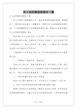 员工试用期述职报告7篇