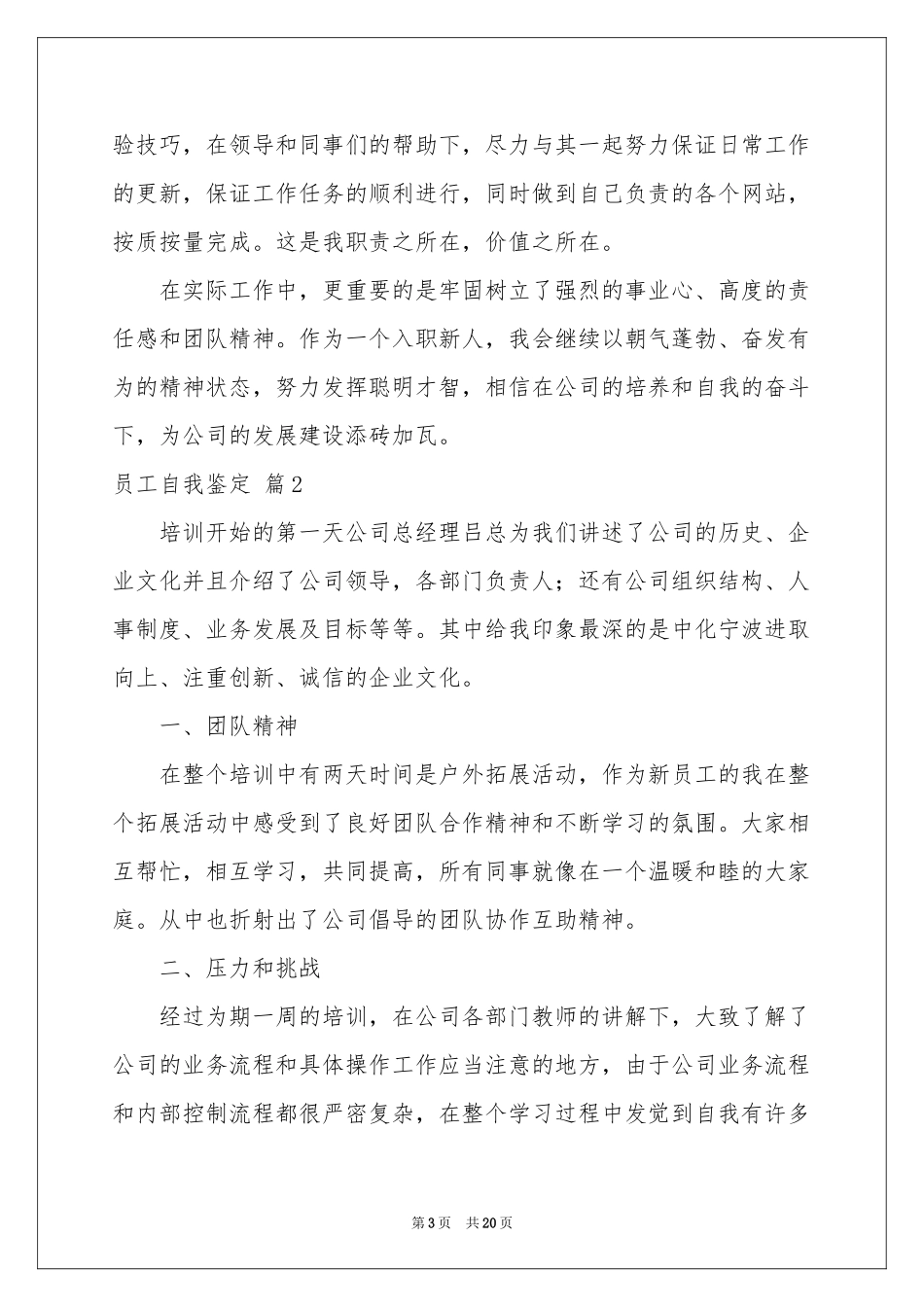员工自我鉴定模板集合十篇_第3页