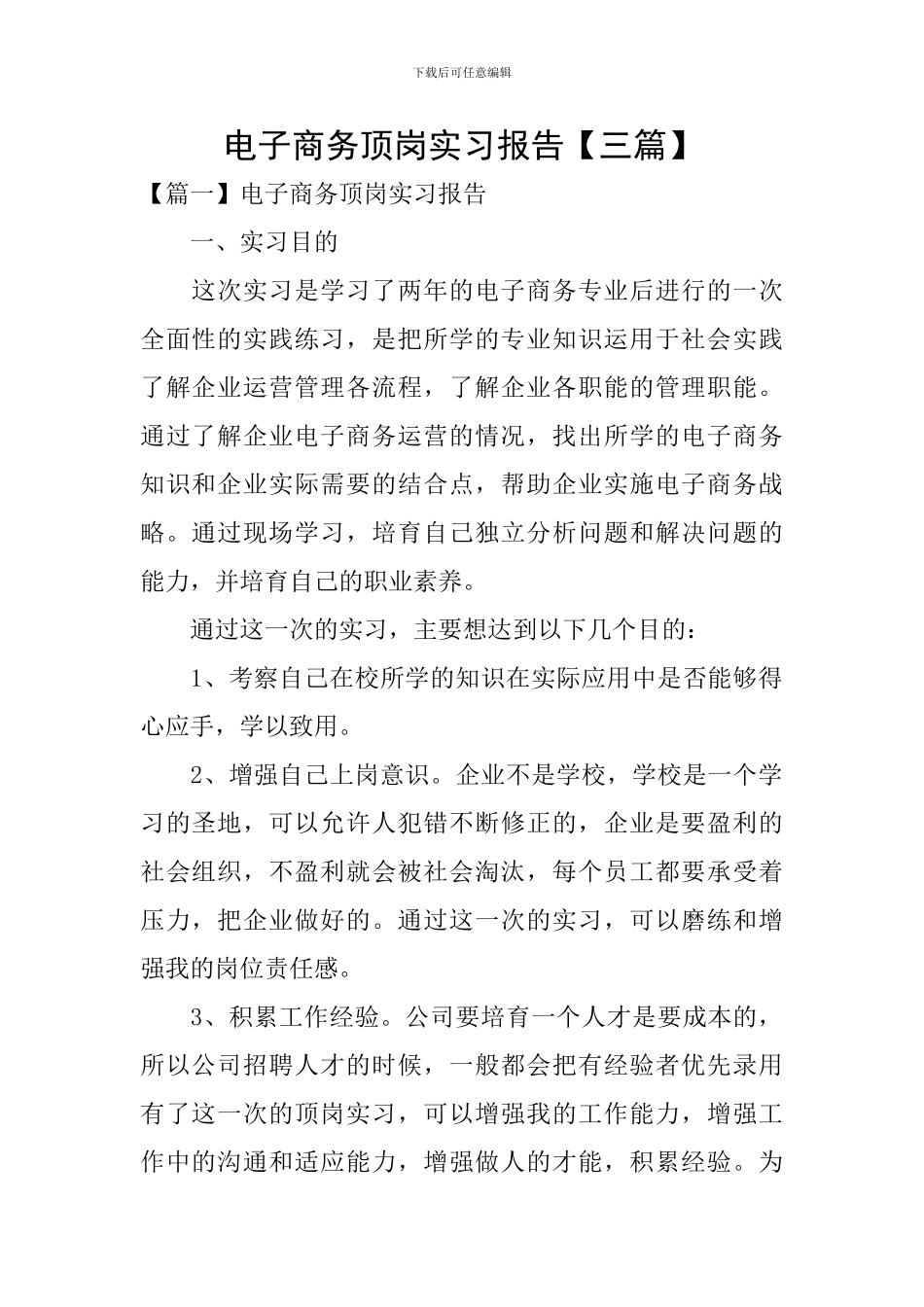 电子商务顶岗实习报告_第1页