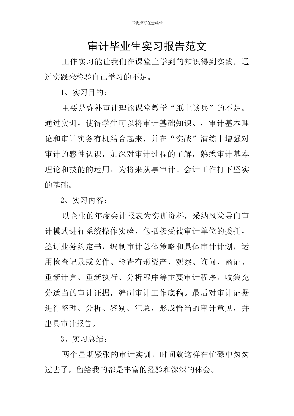 审计毕业生实习报告范文_第1页