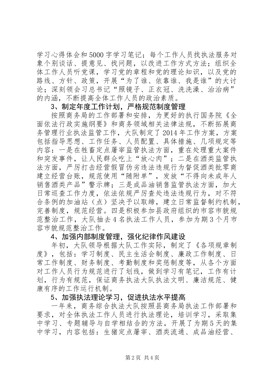 XX年商务综合执法大队工作总结_第2页
