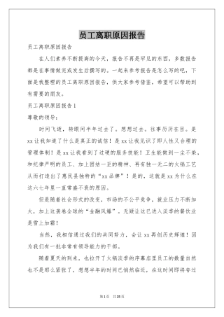 员工离职原因报告